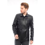 Sare Mod Ingiliz Yaka Erkek Deri Ceket - 2XL - 001 Siyah