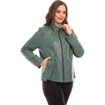 Sare Mod Kol Işlemeli Yeşil Kadın Deri Ceket - XL - Soluk Yeşil