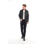 Sare Mod Kürk Yaka Siyah Haklki Erkek Deri Ceket - XL - 001 Siyah - Regular Fit