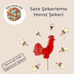 Sare Şekerleme Horoz Şekeri (24'lü) Kutu Kırmızı Renk Karışık Meyve Aromalı Ahşap Saplı (12 Gr) - 24 Adet