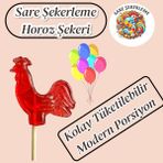 Sare Şekerleme Horoz Şekeri (30'lu) Kutu Kırmızı Renk Karışık Meyve Aromalı Ahşap Saplı (12 Gr) - 30 Adet