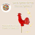 Sare Şekerleme Horoz Şekeri (50'li) Kutu Kırmızı Renk Karışık Meyve Aromalı Ahşap Saplı (12 Gr) - 50 Adet