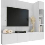 Sare Trade Hernest A Kalite 220 cm Modern Tv Ünitesi Beyaz Mermer Desen Push To Open Duvar Raflı Şık Tasarım
