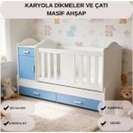 Sare Trade Hernest Çekmeceli Mdf Bebek Yatağı Yan Yatışlı Bebek Beşiği Yeni Doğan Bebek Yatağı - Mavi