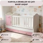 Sare Trade Hernest Çekmeceli Mdf Bebek Yatağı Yan Yatışlı Bebek Beşiği Yeni Doğan Bebek Yatağı - Pembe