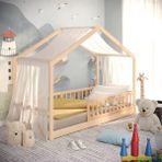 Sare Trade Hernest Montessori Ev Tipi Çocuk Yatağı 90X200 cm – Korumalı Ahşap Karyola, Çatılı Yer Yatağı, Beyaz Çocuk ve Genç Odası Yatağı - STANDART