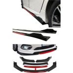 Sare Tuning Daewoo Nexia Kırmızı Şeritli Yan Marşpiyel Eki Ve 4 Parça Ön Ek Piano Black Set