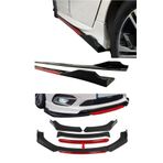 Sare Tuning Fiat Albea 2003-2012 Kırmızı Şeritli Yan Marşpiyel Eki Ve 4 Parça Ön Ek Piano Black Set