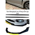 Sare Tuning Ford Focus 2005-2012 F30 Düz Yan Marşpiyel Eki + 4 Parça Sarı Ön Ek Piano Black Bodykit Set