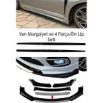 Sare Tuning Lada Niva F30 Düz Yan Marşpiyel Eki + 4 Parça Beyaz Ön Ek Piano Black Bodykit Set