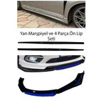 Sare Tuning Lada Vega F30 Düz Yan Marşpiyel + 4 Parça Mavi Ön Ek Piano Black Bodykit Set