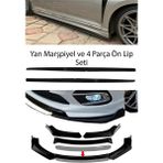 Sare Tuning Lada Vega F30 Düz Yan Marşpiyel Eki + 4 Parça Beyaz Ön Ek Piano Black Bodykit Set