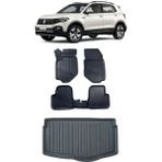 Sare Tuning Volkswagen T-Cross Alt Kademe Bagaj 2021 ve Sonrası Araca Özel 4d Havuzlu Paspas ve Bagaj Seti - Siyah
