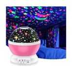 Sarego Ay-Yıldızlı Süper Star Gece Lambası Pro Plus USB'li Pilli 3840 x 2160 LED Işık Kaynağı ile Sakinleştirici - Pembe