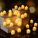 Sarego Pilli Mini Mum LED 24’lü Set Dekoratif Işıklı Tealight Alevsiz Dumansız Parti Doğum Günü Organizasyon Mumları Dekoratif Set Takım - 24'LÜ MUM SETİ