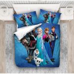 Sarel Elsa Frozen Baskılı 3D Çift Kişilik Nevresim Takımı - Renkli - 200 x 220 cm