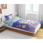 Sarel Group Uykucu Tavşan Grup Baskılı 3D Tek Kişilik Çarşafsız Nevresim Takımı - 160 x 220 cm - Mor