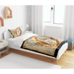 Sarel Group Yüzüklerin Efendisi Baskılı 3D Tek Kişilik Çarşafsız Nevresim Takımı - 160 x 220 cm - Sarı