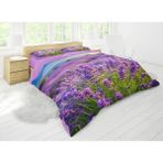 Sarel Lavanta Baskılı 3D Çift Kişilik Nevresim Takımı - Mor - 200 x 220 cm