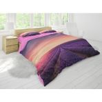 Sarel Lavanta Tarlası Temalı 3D Çift Kişilik Nevresim Takımı - Mor - 200 x 220 cm