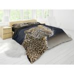 Sarel Leopar Baskılı 3D Çift Kişilik Nevresim Takımı - Siyah - 200 x 220 cm