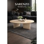 Sarenzo Mobilya Sarenzo Orta Sehpa Traverten (Mermer Desenli) - Traverten,Renkli
