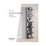 Sarenzo Slim Köşe Kitaplık (Antrasit) Şık Modern Kitaplık (Sol Köşe)