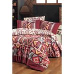 Sarev Gilya Bordo King Size (Battal Boy) %100 Pamuk Poplin Yıkamalı Çift Taraflı Nevresim Takımı - 240 x 220 cm