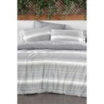 Sarev Greta Gri Çift Kişilik %100 Pamuk Poplin Çift Taraflı Nevresim Takımı - 200 x 220 cm