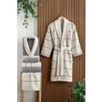 Sarev Madrid Bej/Gri Mood Comfort 6 Parça Aile Bornoz Seti