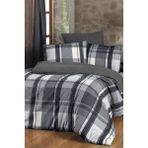 Sarev Markis Gri Çift Kişilik Pamuk Flanel (Pazen) Nevresim Takımı - 200 x 220 cm