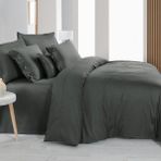 Sarev Monochrome Dark Gray %100 Pamuk Saten ''300 Tc" Nevresim Takımı Battal Boy-Koyu Gri - 240 x 220 cm