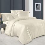 Sarev Monochrome Ecru %100 Pamuk Saten ''300 Tc" Nevresim Takımı Çk V2 - Ekru - 200 x 220 cm