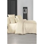 Sarev Monochrome Krem%100 Pamuk Saten Çift Kişilik Nevresim Takımı