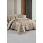 Sarev Monochrome Natural Beige Pamuk Saten Tek Kişilik Nevresim Takımı - 160 x 220 cm - Bej