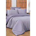 Sarev New Fancy Stripe Lila King Size Battal Boy %100 Pamuk Çizgili Nevresim Takımı