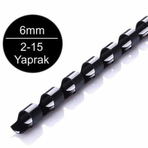 Sarff 6 mm Siyah Plastik 2-15 Yaprak Kapasiteli 100'lü Spiral
