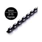 Sarff 6 mm Siyah Plastik Spiral 2 - 15 Yaprak Kapasiteli Model 100'lü Kutu Fonksiyonel Ofis Malzemesi
