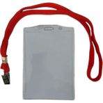 Sarff Dikey Şeffaf Kart Poşeti 10X14.5 cm (5 Adet)+Sarff Kart Askı Ipi Kırmızı Metal Klips (5 Adet)