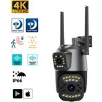 Sarftech 2+2 Mp Hd 4K Ip Kamera Wifi Özellikli Hareket Takipli Gece Sensörlü Güvenlik Kamerası Blm-50 - Siyah