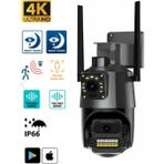 Sarftech 2+2 Mp Hd 4K Ip Kamera Wifi Özellikli Hareket Takipli Gece Sensörlü Güvenlik Kamerası Blm-61 - Siyah