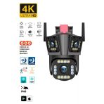 Sarftech 3 Lensli Sirenli Hareket Takipli 4K Sirenli IP66 Wifi Akıllı Takip Su Geçirmez IP Güvenlik Kamerası