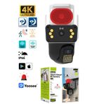 Sarftech 6MP Çift Lensli Sirenli Wi-Fi Akıllı IP Güvenlik Kamerası - Yoosee IP66 Su Geçirmez, Siren Alarmlı, Gece Görüşlü, İnsan Takibi ve Çift Yönlü Sesli Dış Mekan Ip Kamera