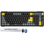 Sarftech 99 Tuş Zarif Tasarım Dual Mode Bağlantı Bt+2.4ghz Ayaklı Ses Kontrol Ofis Gaming Klavye - Sarı - Siyah