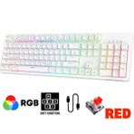 Sarftech Beyaz Rgb Mavi Switch Q Gaming Tam Mekanik Kablolu Oyuncu Klavyesi K50 Bkb4 - Red Switch