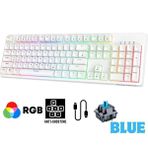 Sarftech K50 Bkb4 Beyaz RGB Mavi Switch Kablolu Tam Mekanik Oyun Klavyesi Kare Tuş Formu - Blue Switch