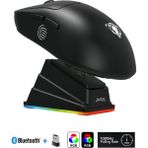 Sarftech Kablosuz Rgb Ultra Hafif 51GR Şarj Istasyonlu 6.400 Dpı Gaming Oyuncu Mouse Bluetooth + 2.4g + Kablolu Oyuncu Mouse - Siyah