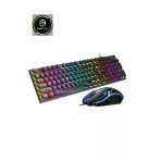 Sarftech Siyah Usb Gökkuşağı Zemin Aydınlatmalı Q Klavye + Mouse Set Bkb8