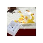 Sarı 200 ml 200 ml Tavuskuşu Emaye Porselen Kahve Seti Seramik Çay Süt Bardak ve Tabaklar Kaşık ile Yaratıcı Çin Kemik Drinkware Hediye (Yurt Dışından) - 1 Adet - Renkli - 1 lt