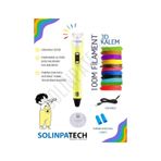 Sarı 3D Kalem 3D Pen Yazıcı Kalem | 20 Adet 5 Metre (Toplam 100 Metre) Filament + USB KABLO